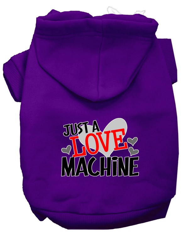 Love Machine Screen Print Dog Hoodie Purple L